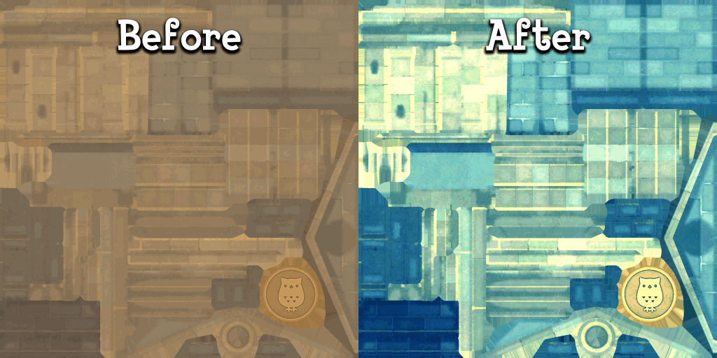 Before and After for changed texture